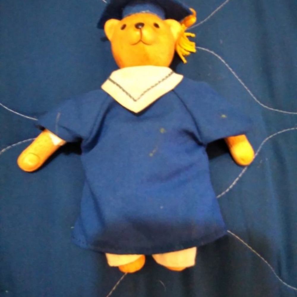 Vintage Rare Russ Berrie Porcelain Stuffed Graduation Bear!!